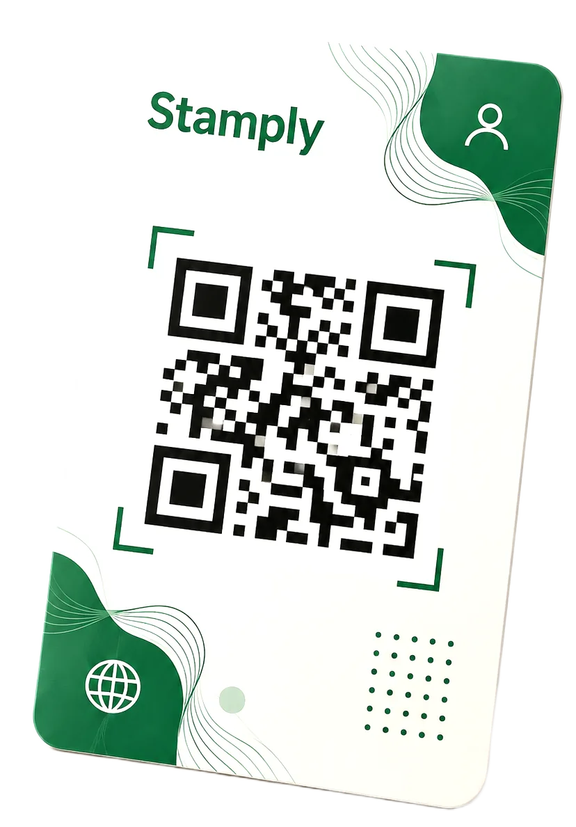 Printable Stamply loyalty card with a customer QR code